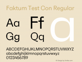 Faktum Test Con Regular Version 1.001;PS 001.001;hotconv 1.0.88;makeotf.lib2.5.64775 Font Sample