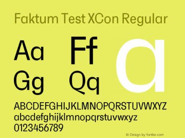 Faktum Test XCon Regular Version 1.001;PS 001.001;hotconv 1.0.88;makeotf.lib2.5.64775图片样张