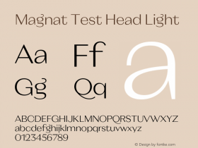 Magnat Test Head Light Version 1.000;PS 001.000;hotconv 1.0.88;makeotf.lib2.5.64775 Font Sample