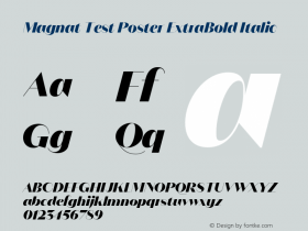 Magnat Test Poster ExtraBold Italic Version 1.000;PS 001.000;hotconv 1.0.88;makeotf.lib2.5.64775 Font Sample