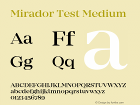 Mirador Test Medium Version 1.002;PS 001.002;hotconv 1.0.88;makeotf.lib2.5.64775 Font Sample