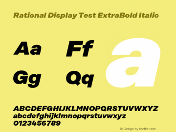 Rational Display Test ExtraBold Italic Version 1.000;PS 001.000;hotconv 1.0.88;makeotf.lib2.5.64775图片样张