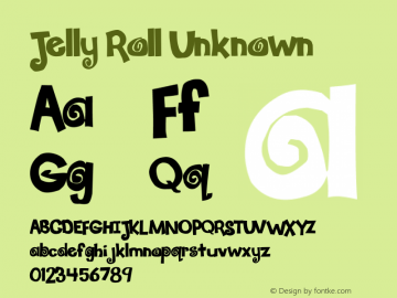 Jelly Roll Unknown Version 1.50 Font Sample