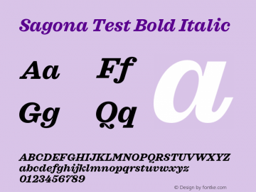 Sagona Test Bold Italic Version 1.000;PS 001.000;hotconv 1.0.88;makeotf.lib2.5.64775 Font Sample