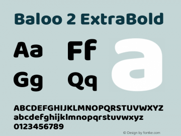 Baloo 2 ExtraBold Version 1.640;hotconv 1.0.111;makeotfexe 2.5.65597; ttfautohint (v1.8.3) Font Sample
