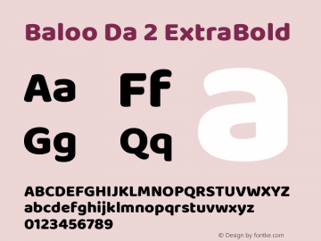 Baloo Da 2 ExtraBold Version 1.640;hotconv 1.0.111;makeotfexe 2.5.65597; ttfautohint (v1.8.3)图片样张