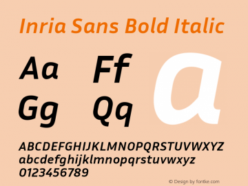 Inria Sans Bold Italic Version 1.2; ttfautohint (v1.8.3)图片样张
