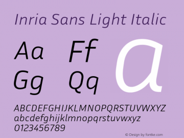 Inria Sans Light Italic Version 1.2; ttfautohint (v1.8.3) Font Sample