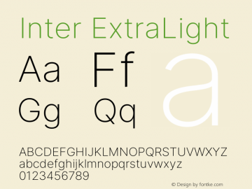 Inter ExtraLight Version 3.012;git-06b166889 Font Sample