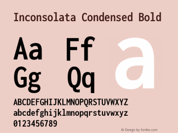 Inconsolata Condensed Bold Version 3.001 Font Sample