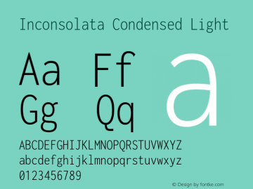 Inconsolata Condensed Light Version 3.001 Font Sample