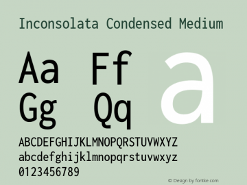 Inconsolata Condensed Medium Version 3.001 Font Sample