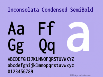 Inconsolata Condensed SemiBold Version 3.001 Font Sample