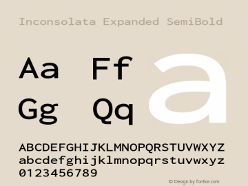 Inconsolata Expanded SemiBold Version 3.001 Font Sample