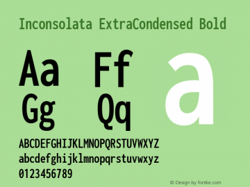 Inconsolata ExtraCondensed Bold Version 3.001 Font Sample