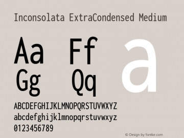 Inconsolata ExtraCondensed Medium Version 3.001 Font Sample