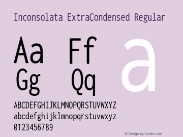 Inconsolata ExtraCondensed Regular Version 3.001 Font Sample