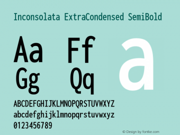 Inconsolata ExtraCondensed SemiBold Version 3.001 Font Sample