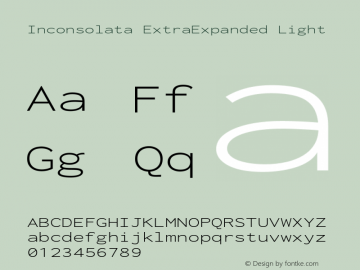 Inconsolata ExtraExpanded Light Version 3.001 Font Sample
