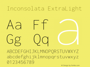 Inconsolata ExtraLight Version 3.001 Font Sample