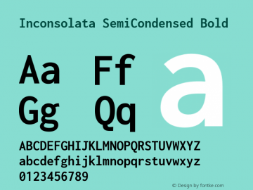 Inconsolata SemiCondensed Bold Version 3.001 Font Sample