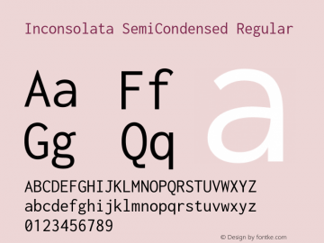 Inconsolata SemiCondensed Regular Version 3.001 Font Sample