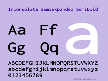 Inconsolata SemiExpanded SemiBold Version 3.001 Font Sample