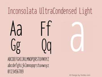 Inconsolata UltraCondensed Light Version 3.001 Font Sample