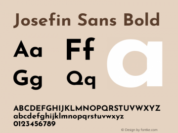 Josefin Sans Bold Version 2.000 Font Sample