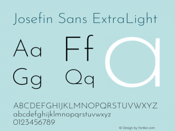 Josefin Sans ExtraLight Version 2.000 Font Sample