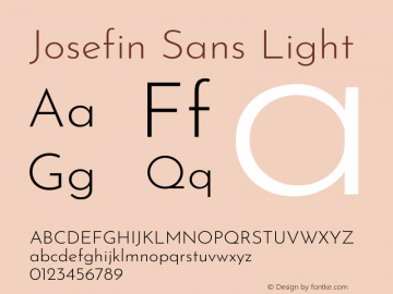 Josefin Sans Light Version 2.000 Font Sample