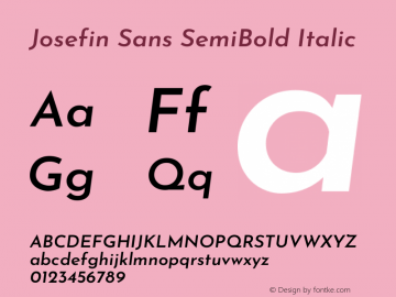 Josefin Sans SemiBold Italic Version 2.000 Font Sample