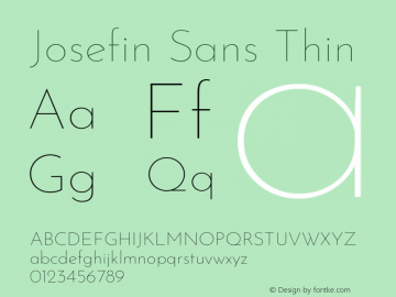 Josefin Sans Thin Version 2.000 Font Sample