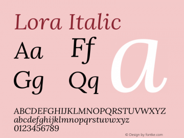 Lora Italic Version 3.000 Font Sample