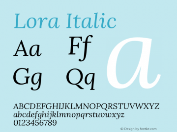 Lora Italic Version 3.000 Font Sample