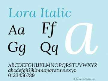 Lora Italic Version 3.000图片样张