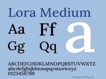 Lora Medium Version 3.000 Font Sample