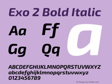 Exo 2 Bold Italic Version 2.000 Font Sample