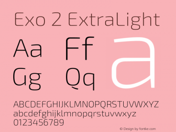 Exo 2 ExtraLight Version 2.000 Font Sample