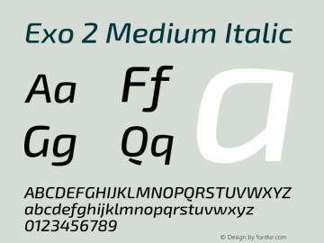 Exo 2 Medium Italic Version 2.000 Font Sample