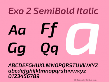 Exo 2 SemiBold Italic Version 2.000 Font Sample