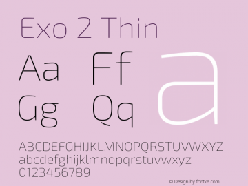 Exo 2 Thin Version 2.000 Font Sample