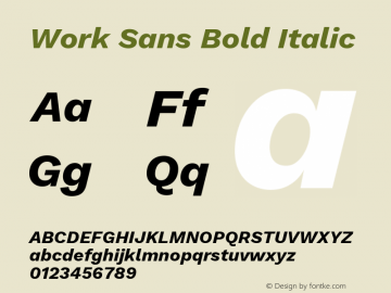 Work Sans Bold Italic Version 2.009; ttfautohint (v1.8.1.43-b0c9)图片样张