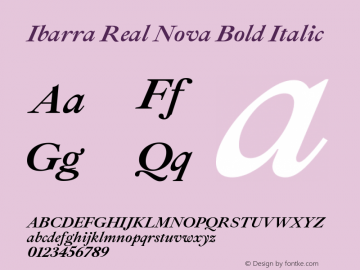 Ibarra Real Nova Bold Italic Version 1.015 Font Sample