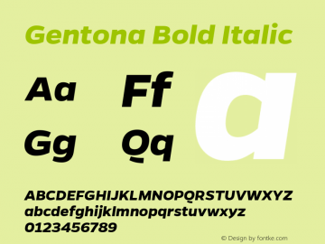 Gentona Bold Italic Version 1.001;PS 001.001;hotconv 1.0.70;makeotf.lib2.5.58329图片样张