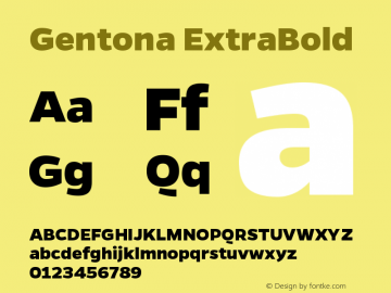 Gentona ExtraBold Version 1.001;PS 001.001;hotconv 1.0.70;makeotf.lib2.5.58329图片样张