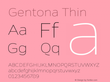 Gentona Thin Version 1.001;PS 001.001;hotconv 1.0.70;makeotf.lib2.5.58329图片样张
