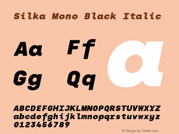 SilkaMono-BlackItalic Version 1.000;hotconv 1.0.109;makeotfexe 2.5.65596 Font Sample