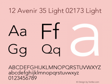 12 Avenir 35 Light   02173 001.000 Font Sample