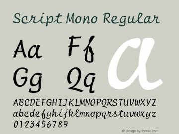 Script Mono Regular Rev. 002.001 Font Sample